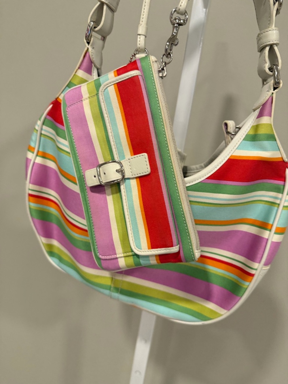 Coach Hampton a multi stripe hobo. - Picture 2 of 4